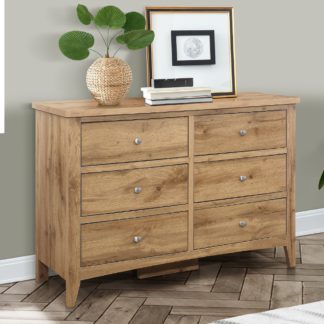 An Image of Hampstead Oak Wooden 6 Drawer Chest