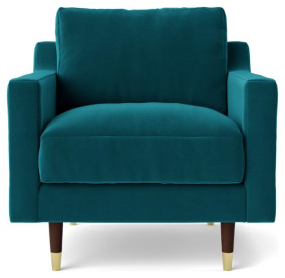 An Image of Swoon Rieti Fabric Armchair - Indigo Blue