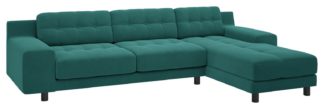 An Image of Habitat Hendricks Velvet Corner Chaise Sofa - Teal