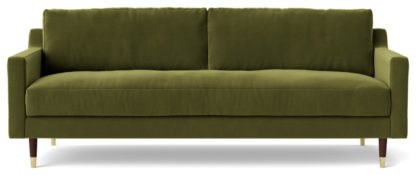 An Image of Swoon Rieti Velvet 3 Seater Sofa - Taupe