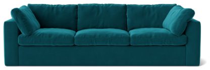 An Image of Swoon Seattle Velvet 3 Seater Sofa - Biscuit