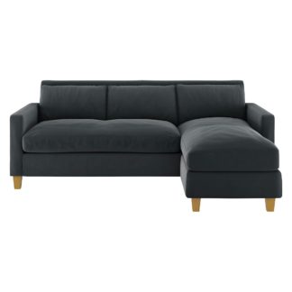 An Image of Habitat Chester Velvet 3 Seater Corner Chaise Sofa-Dark Grey