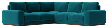 An Image of Swoon Denver Velvet 5 Seater Corner Sofa - Fern Green