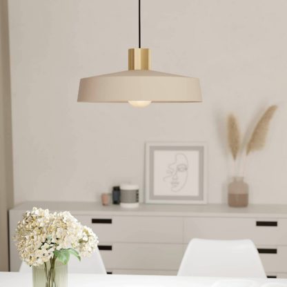 An Image of Eglo Valdiola Pendant Ceiling Light - BrushedSand