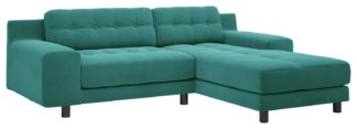 An Image of Habitat Hendricks Velvet Corner Chaise Sofa - Teal