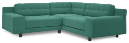 An Image of Habitat Hendricks Left Corner Velvet Sofa - Teal