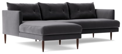 An Image of Swoon Kalmar Velvet Left Hand Corner Sofa - Biscuit