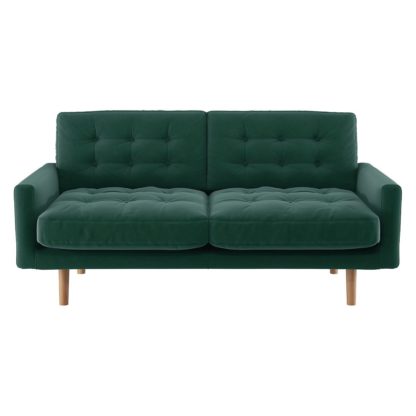 An Image of Habitat Fenner 2 Seater Velvet Sofa - Emerald