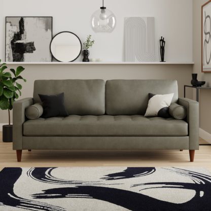 An Image of Zoe Distressed Faux Leather 3 Seater Sofa Grey