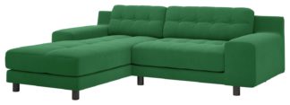 An Image of Habitat Hendricks Velvet Corner Chaise Sofa - Green