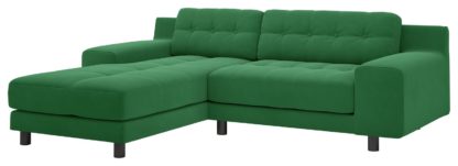 An Image of Habitat Hendricks Velvet Corner Chaise Sofa - Green