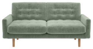 An Image of Habitat Fenner 2 Seater Velvet Sofa - Sage