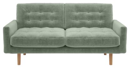 An Image of Habitat Fenner 2 Seater Velvet Sofa - Sage