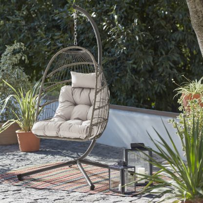 An Image of Grey Single Garden Hanging Chair