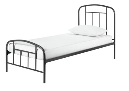 An Image of Habitat Pippa Single Metal Bed Frame - Dark Grey