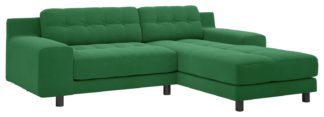 An Image of Habitat Hendricks Velvet Corner Chaise Sofa - Green