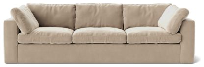 An Image of Swoon Seattle Velvet 3 Seater Sofa - Biscuit