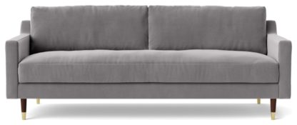 An Image of Swoon Rieti Velvet 3 Seater Sofa - Taupe