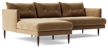 An Image of Swoon Kalmar Velvet Left Hand Corner Sofa - Biscuit