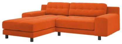 An Image of Habitat Hendricks Velvet Corner Chaise Sofa - Orange