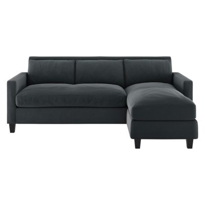 An Image of Habitat Chester Velvet 3 Seater Corner Chaise Sofa - Navy