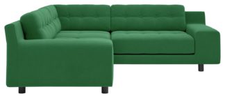 An Image of Habitat Hendricks Left Corner Velvet Sofa - Green