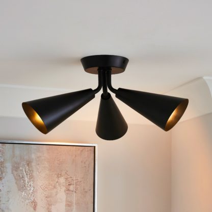 An Image of Cone 3 Light Ceiling Fitting Silver