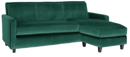 An Image of Habitat Chester Velvet 3 Seater Corner Chaise Sofa - Navy