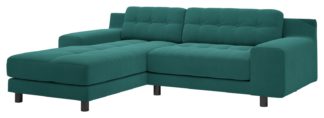 An Image of Habitat Hendricks Velvet Corner Chaise Sofa - Teal