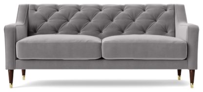 An Image of Swoon Pritchard Velvet 2 Seater Sofa - Granite Grey