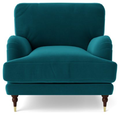 An Image of Swoon Charlbury Velvet Armchair - Fern Green