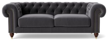 An Image of Swoon Winston Velvet 3 Seater Sofa - Granite Grey