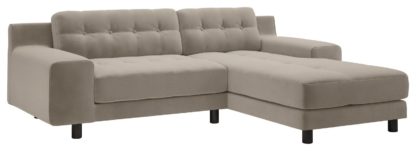 An Image of Habitat Hendricks Velvet Corner Chaise Sofa - Natural