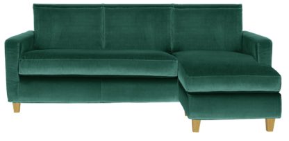 An Image of Habitat Chester Velvet 3 Seater Corner Chaise Sofa - Emerald