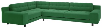 An Image of Habitat Hendricks Right Corner Velvet Sofa - Green