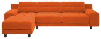 An Image of Habitat Hendricks Velvet Corner Chaise Sofa - Orange