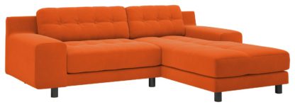 An Image of Habitat Hendricks Velvet Corner Chaise Sofa - Orange