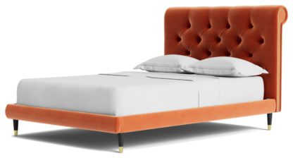 An Image of Swoon Winston Double Velvet Bed Frame - Biscuit