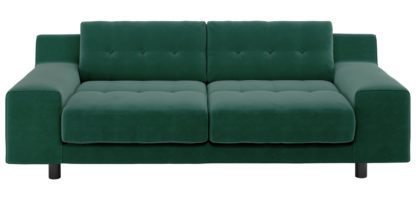 An Image of Habitat Hendricks 3 Seater Velvet Sofa - Emerald Green