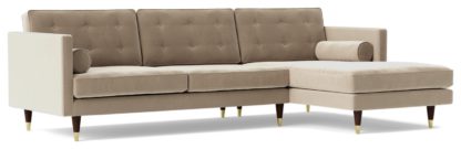 An Image of Swoon Porto Velvet Right Hand Corner Sofa - Burnt Orange