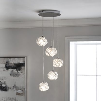 An Image of Cecilie 5 Light Cluster Ceiling Fitting Chrome