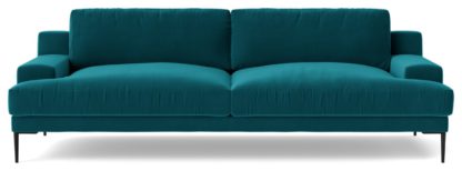 An Image of Swoon Almera Velvet 3 Seater Sofa - Biscuit