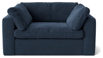 An Image of Swoon Seattle Velvet Cuddle Chair - Ink Blue