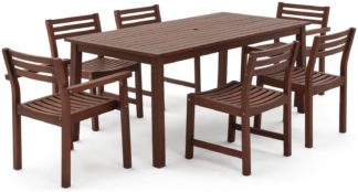 An Image of Habitat Amalfi 6 Seater Wooden Patio Set - Brown