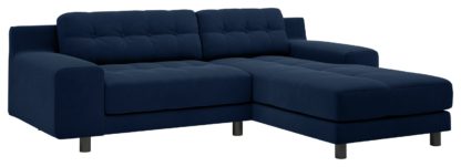 An Image of Habitat Hendricks Velvet Corner Chaise Sofa - Navy