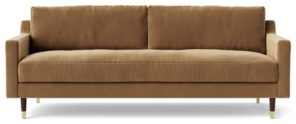 An Image of Swoon Rieti Velvet 3 Seater Sofa - Taupe