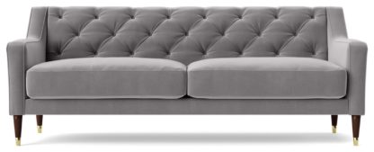 An Image of Swoon Pritchard Velvet 3 Seater Sofa - Taupe