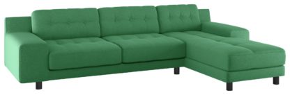 An Image of Habitat Hendricks Velvet Corner Chaise Sofa - Green