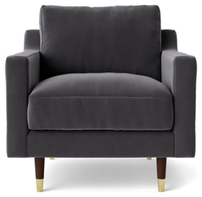 An Image of Swoon Rieti Velvet Armchair - Fern Green