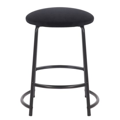 An Image of Stannis Velvet Stool Black